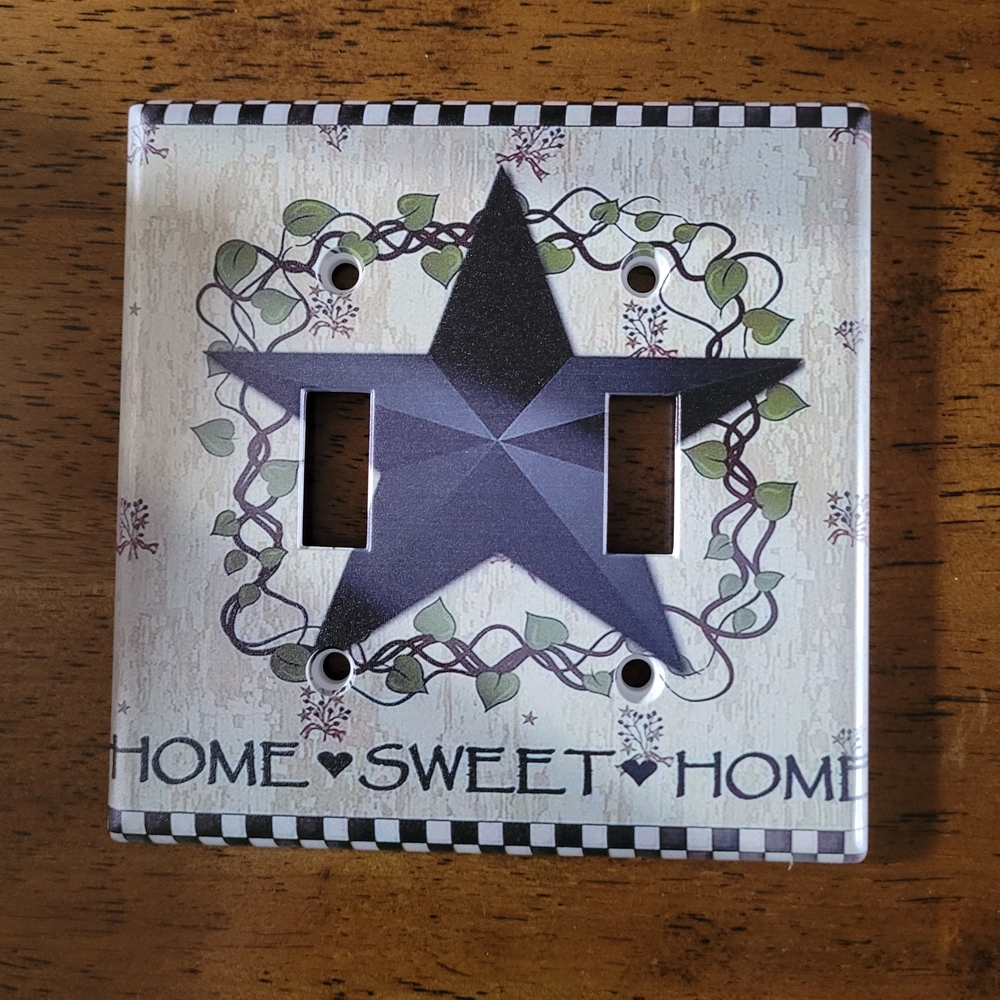 Star & Wreath Double Toggle Light Switch Cover - Home Sweet Home